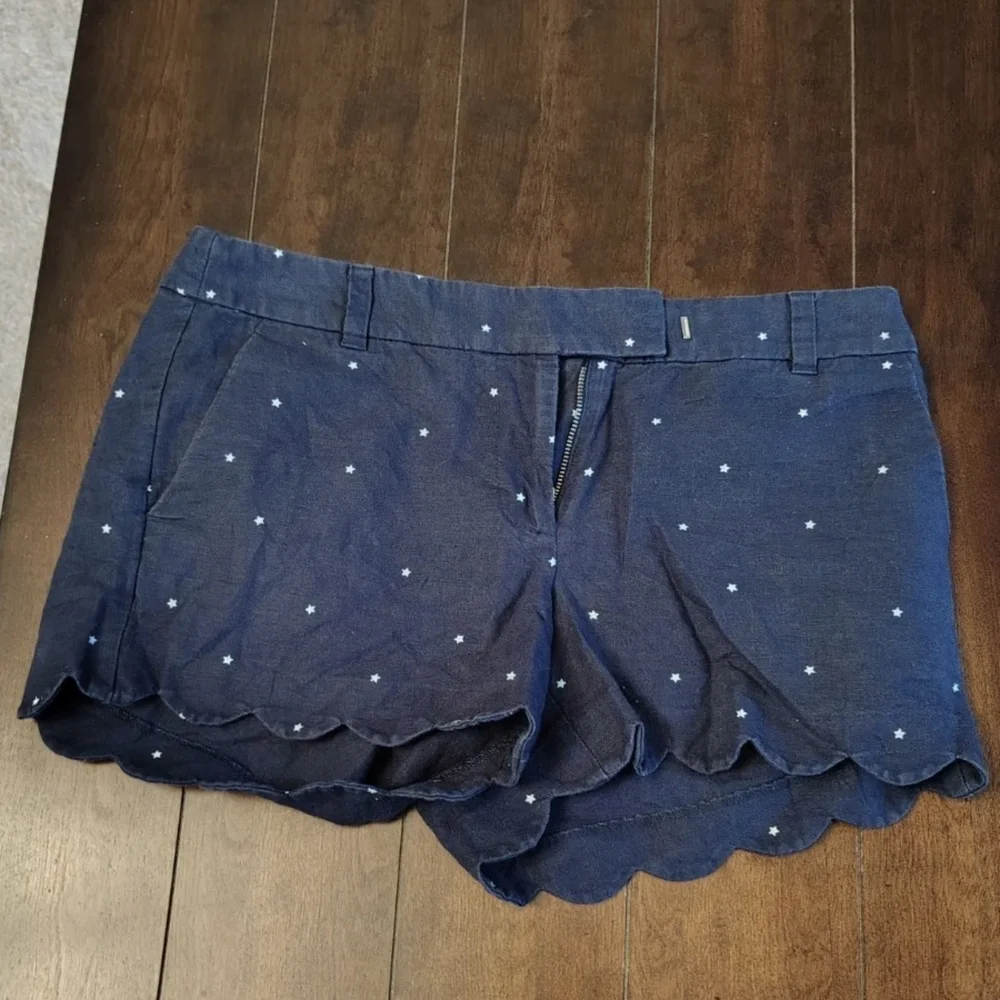 J. Crew Dark Blue Scalloped‎ Hem Shorts